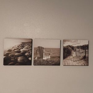 Set of Three Sepia-Toned Canvas Prints